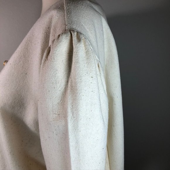 Vintage 100% Natural Woven Silk Puff-Sleeve Top - Picture 3 of 8